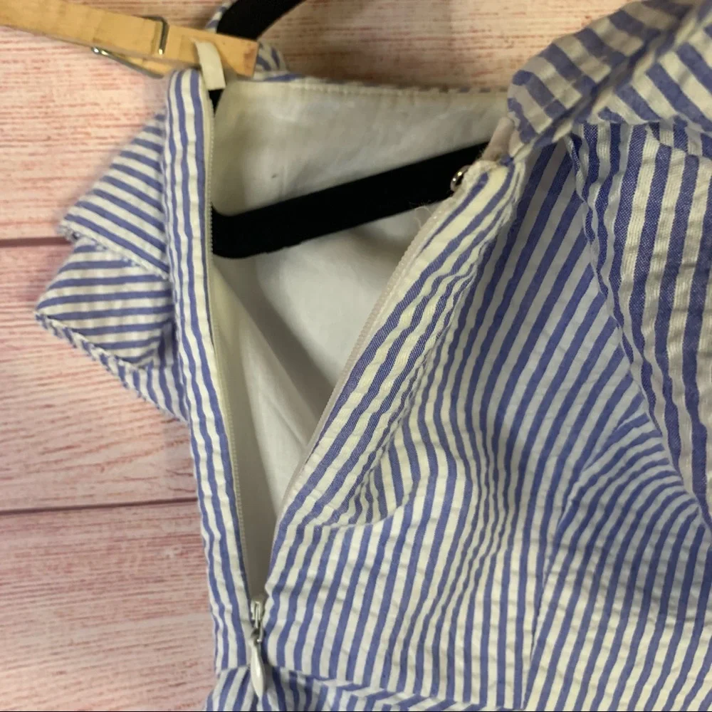 J.Crew Black Label Blue White Striped One Shoukder‎ Size 00